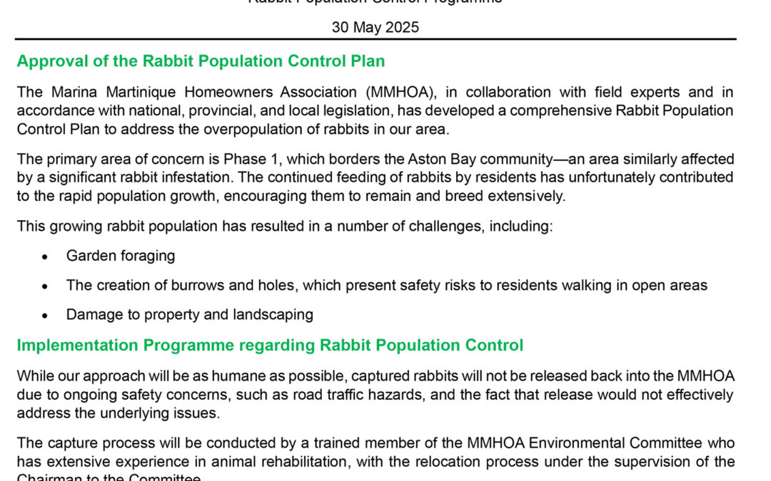 Rabbit Population Control Programme